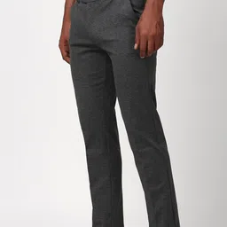 peter england Men Slim Fit Grey Polyester Trousers image 4