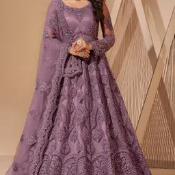a to z cart Embroidered Net Semi Stitched Flared/A-line Gown-picture-38
