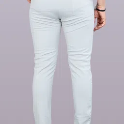 combraided Men Slim Fit Grey Lycra Blend Trousers image 5