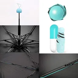 jeel enterprise Small Mini Umbrella with Cute Capsule Case,5 Folding Pocket Umbrella Umbrella image 2