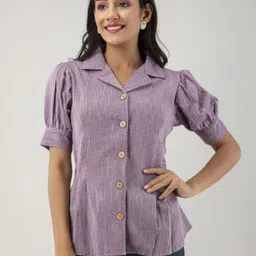 thawar ji Casual Regular Sleeves Solid Women Purple Top-picture-15