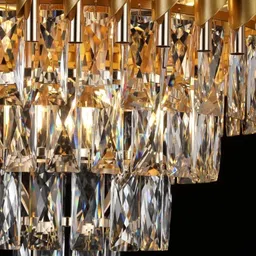 luxara Luxury 300mm Crystal Gold Polish Metal Colour Changing big size Jhumar Chandelier Ceiling Lamp image 4