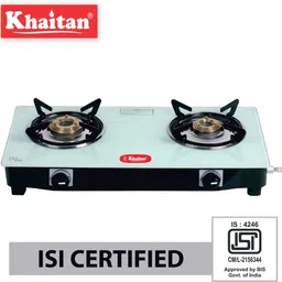 Khaitan 2 Burner Nano White Glass Manual Gas Stove image 2