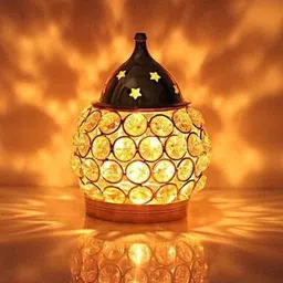 Brass Akhand Diya | Diamond Crystal Deepak/Dia | Akhand Jyot | Magical Lantern Brass Diya | Decorative Brass Crystal Oil Lamp | Tea Light Holder Lantern | Puja Lamp Brass Table Diya Brass Table Diya-image-52