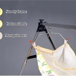 a to z hub folding steel baby cradle/jhula/ghodiyu/parna with mosquitonet hammock image 5