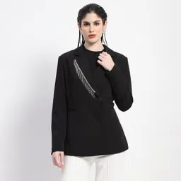 Women Solid Single Breasted Casual Blazer-image-20