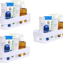 burpi COMBO OF 6 PCS ( 3 Bathroom Shelves + 3 Corner Shelf ) Plastic Wall Shelf image 4