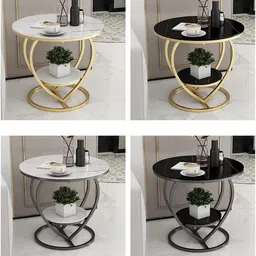 Vought Store Round 2 Tier Heart Shaped Coffee Table Tea Table Sofa Side Table Snack Table for Living Room Bedroom Drawing Room Or Office (Gold White) image 5