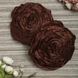 hosta homes Brown Satin Flower Shaped Cushions (Set of 2)-picture-38