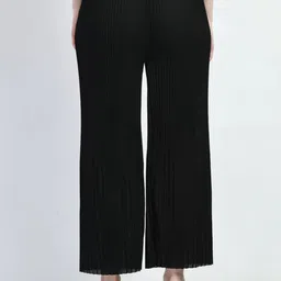 irha Women Relaxed Green, Black Polyester Trousers image 3