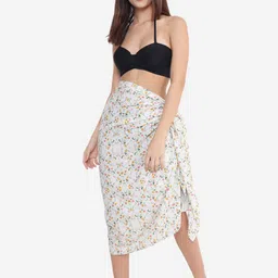 Beau Design White & Green Printed Sarong Swimwear image 5