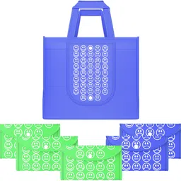 kuber industries Pack of 6 Smile Foldable Grocery/Shopping Bags For Women | Dark Blue & Green Pack of 6 Grocery Bags-picture-21