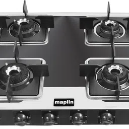 maplin Combo of 4 Burner LPG Cooktop (SQ Prima) and Kitchen Chimney (Eco Push) Auto Clean Wall Mounted Black 1400 CMH Chimney image 2