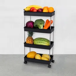Fruit & Vegetable Stand Kitchen Trolley,Fruit Basket,Vegetable Basket Plastic, Stainless Steel Kitchen Trolley-image-50