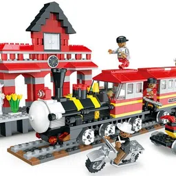 sr toys Railyway Station Platform and Train with Bike 464 Pcs Building Blocks Toy-picture-17