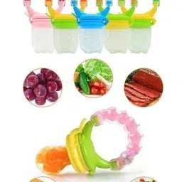 crazzyshopperz 4 in 1 Fruit and Food Feeder Nibbler Nipple Teether Soother Pacifier Rattle - Plastic image 4