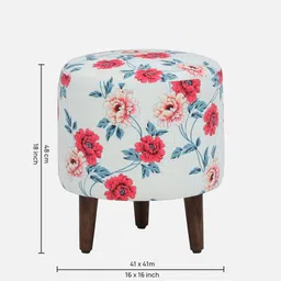 casacraft from pepperfry Colby Fabric Seating Stool In Provincial Teak Finish image 2