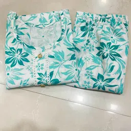 subhan hub Women Khadi Cotton, Cotton Blend Kurti Palazzo Set image 2