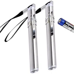 aryshaa Hot Sale Mini Flash Light Torches Stainless Steel LED Flashlight Round Moon Shape with Keychain Pen for Camping,Doctors,Dentist, Moon Light (pack2) Torch-picture-12