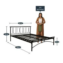 furniturekraft Metallika Washington Queen Size Bed in Black Finish image 3
