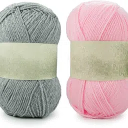 waaome ® Grey And Pink Wool 200 Gram 100x2 Hand Knitting Art Craft Soft Yarn (WA127)-picture-33