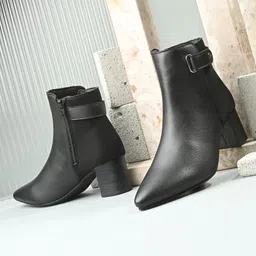 el paso Stylish Black ZIP details Trendy Casual Boots for Women Boots For Women-picture-46