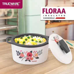 trueware Florra Inner Steel Outer Plastic Thermoware Caserrole 3000 ML Thermoware Casserole image 5