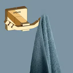 EVANEX VITA Wall Mounted Double Robe Hook Towel Hanger (Gold) 3.58 inch 2 Bar Towel Rod image 4