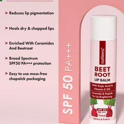 nuatrafol Beetroot Lip Balm With SPF 50 PA+++ -Kojic Acid & Ceramide - For Lip Brightening Tinted image 3