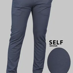 combraided Men Straight Fit Grey Lycra Blend Trousers-picture-19
