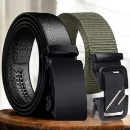 Men Casual, Formal, Party Black, Green Texas Leatherite, Nylon Belt-image-68