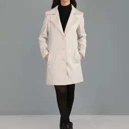 honnete 100 % Polyester Solid Coat For Women-picture-18