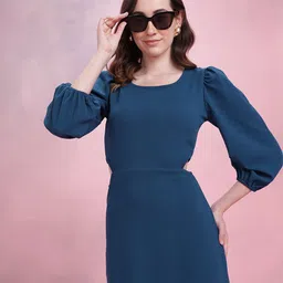 dressberry Women Sheath Blue Knee Length Dress-picture-10