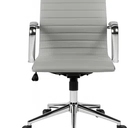 chairwala india Ergonomic Mid Back Leatherette Office Chair with Chrome Base & Height Adjust Protected Leather Office Executive Chair image 2