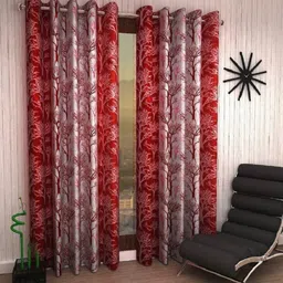 panipat textile hub 213 cm (7 ft) Door Polyester Semi Transparent Curtain (Pack Of 2)-picture-17