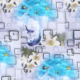 Asian royal White & Blue Floral Printed Self Adhesive Waterproof Wall Sticker-picture-24