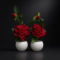 dd enterprises Artificial Red Rose Flower Plants in White Pot Pack of 2 for Home & Office Décor Artificial Plant with Pot image 4