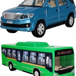 amisha gift gallery Combo of Pull Back Action SUV Fortuner with Low Floor CNG City Bus Model Toy Car for Kids and Boys (Color May Vary)-picture-25