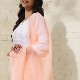 Fabindia Ethnic Motifs Embroidered Chikankari Dupatta image 2