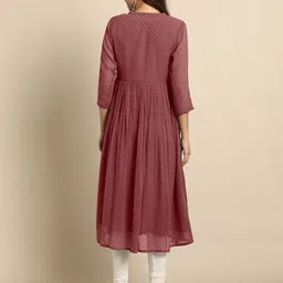 janasya Women Woven Design Chiffon Flared Kurta image 4