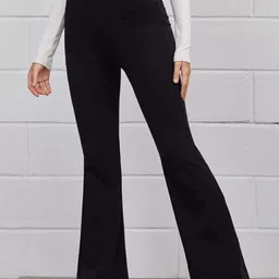 broadstar Women Flared Black Lycra Blend Trousers image 3