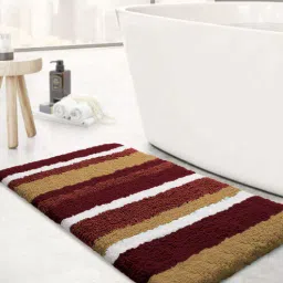 luxe home international Brown Stripe Microfibre 30x18 Inches AntiSkid Bath Mat-picture-10