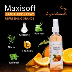 maxisoft Sanitizer Spray (Orange) 120 ml | Aloe & Neem | Paraben Free Hand Sanitizer image 4