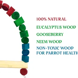 congo natural parrot treat 78X50cm Green WInged Macaw Colour Swing for Wooden Training Aid For Bird image 2