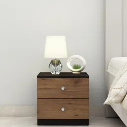 crystal furnitech Eliza Engineered wood Bedside Table In Knotty Wood & Wenge Finish image 1