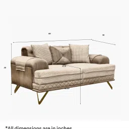 furnisto GrandLuxe Fabric Two Seater Sofa in Beige Colour image 2