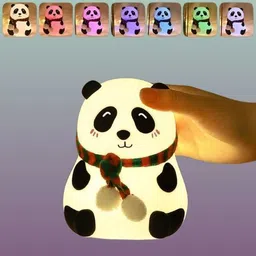 jinzs Cute Panda Silicon Night Lamp USB Rechargeable 7 Color Changing For Kids-309 Smart Sensor Light-image-60