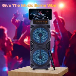 WOOS Rock Light Bluetooth Karaoke Speaker 6W Dual Woofer Mic TWS Portable Party Box 10 W Bluetooth Speaker-image-63