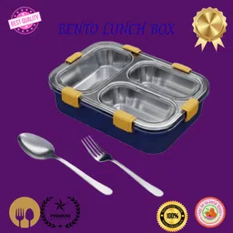 moira international Compartment -3 Sealed Leak Proof Stainless Steel For Kid's & Adult_B254 3 Containers Lunch Box-picture-23