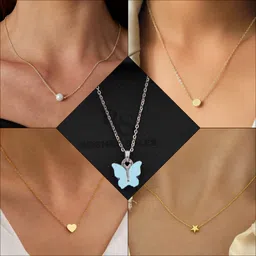 boghra sales combo pendant for girls Gold-plated, Silver, Rhodium Pearl, Crystal Brass, Silver, Alloy Pendant-picture-42